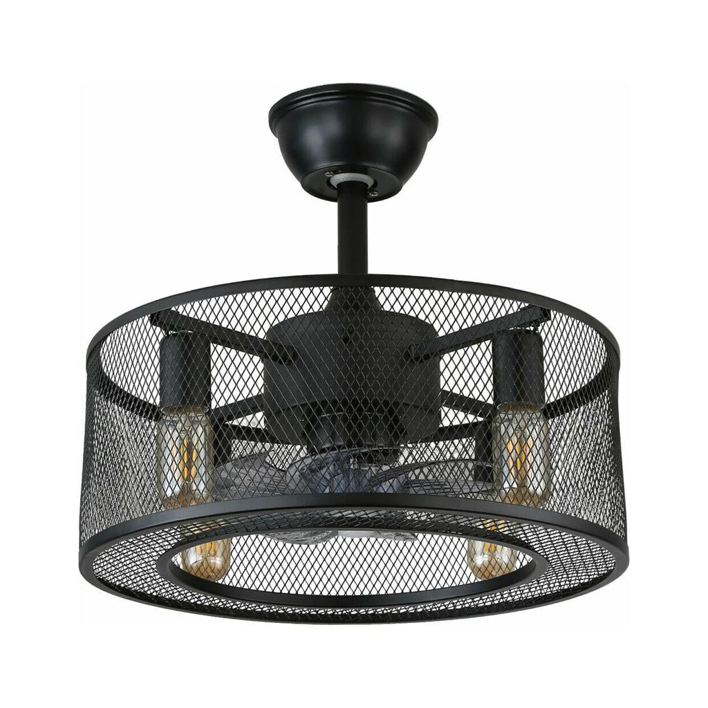 Caged Ceiling Fan Light with Remote J485863