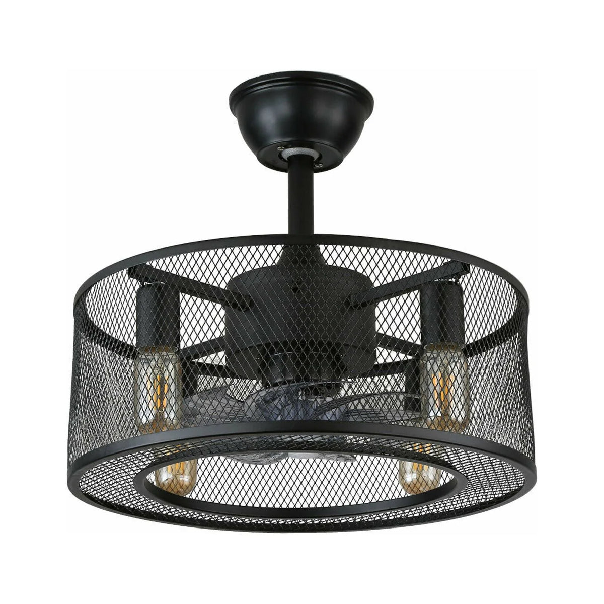 Caged Ceiling Fan Light with Remote J485863