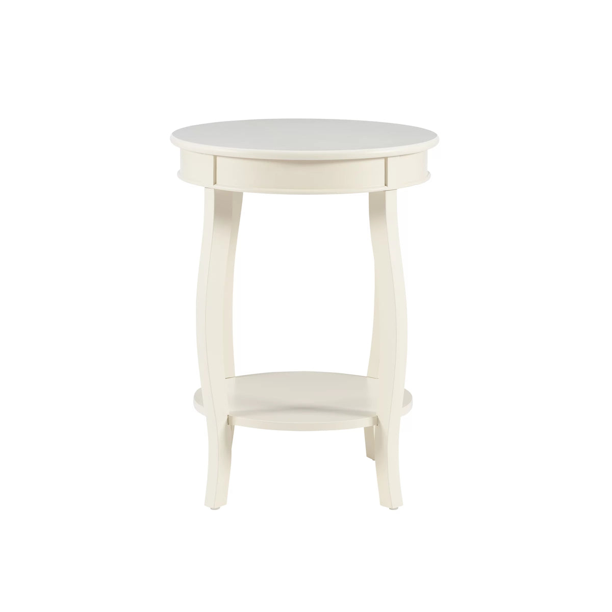 White Round Side Table with Shelf K79585