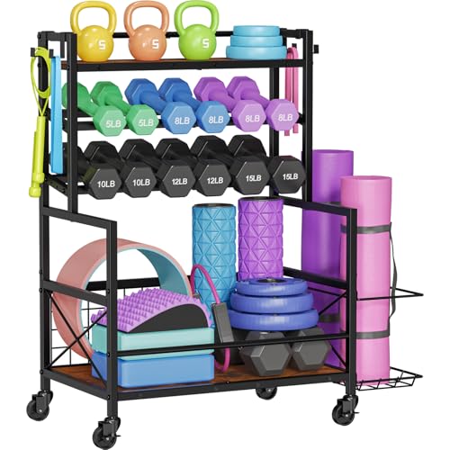 Adjustable Dumbbell Rack with Wheels and Hooks B592