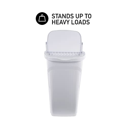 10 Gal Kitchen Trash Can with Dual Swing Lid, Pack of 2, White D9879