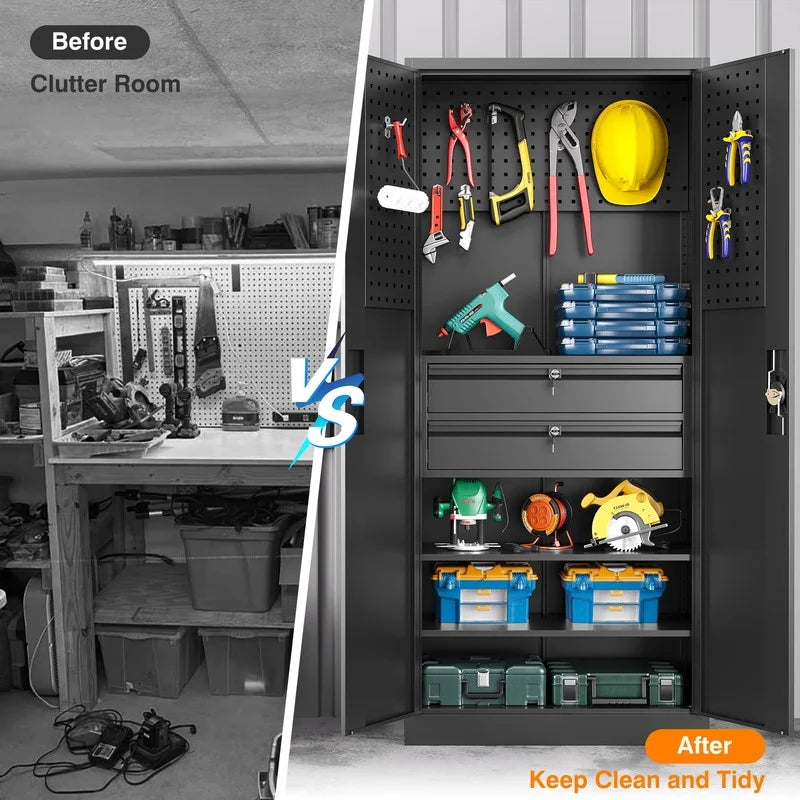 Metal Storage Cabinet with Pegboard F4971
