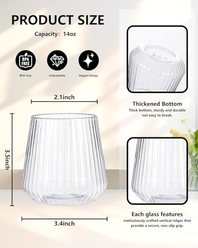 24 Pack 10 OZ Clear Plastic Wine Glasses with Stem S71602