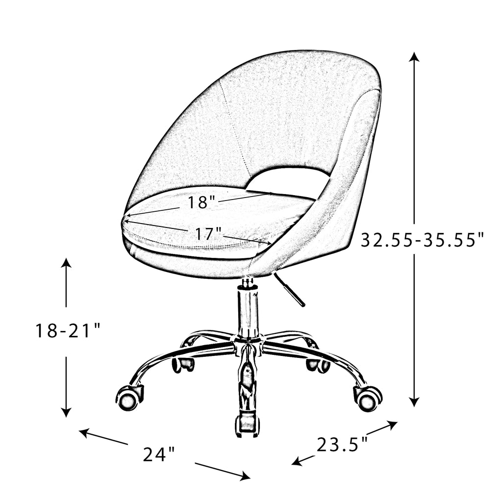 Yellow Velvet Adjustable Swivel Home Office Chair B3716