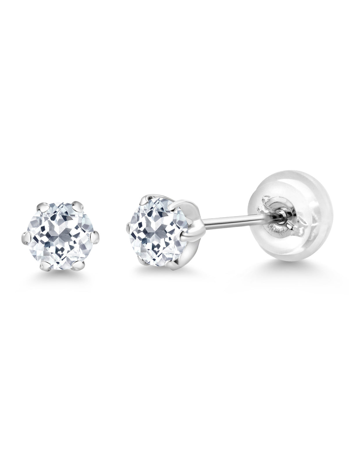 Platinum Stud Earrings 0.28 Ct Round White Topaz S96017