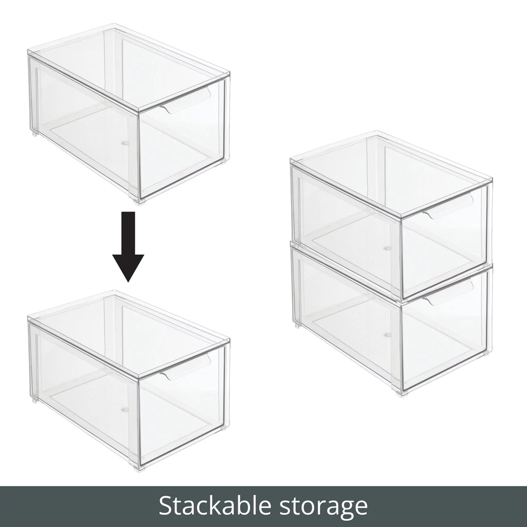 Clear Plastic Stackable Storage Organizer with Drawer O599