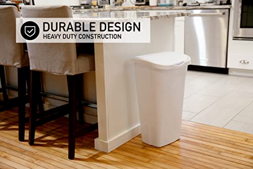 10 Gal Kitchen Trash Can with Dual Swing Lid, Pack of 2, White D9879
