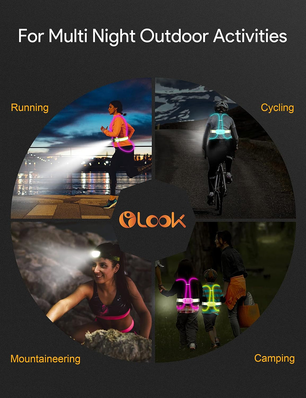 High Visibility LED Light Up Vest, 360° Reflective Safety Gear, Rechargeable Waterproof, L-Green V593974