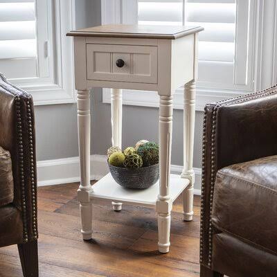 White/Medium Brown End Table Storage N229006