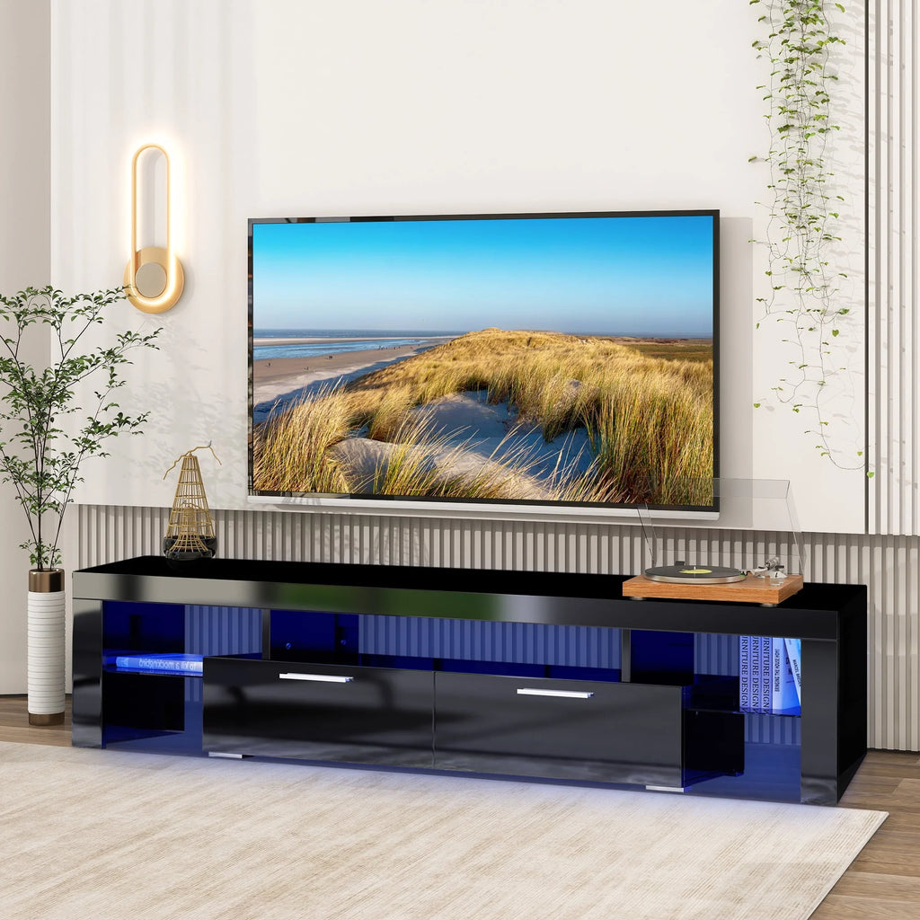 White High Gloss TV Stand with Storage Shelves X9335