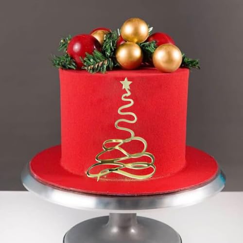 12 Pcs Acrylic Gold Mirror Christmas Cake Toppers J116
