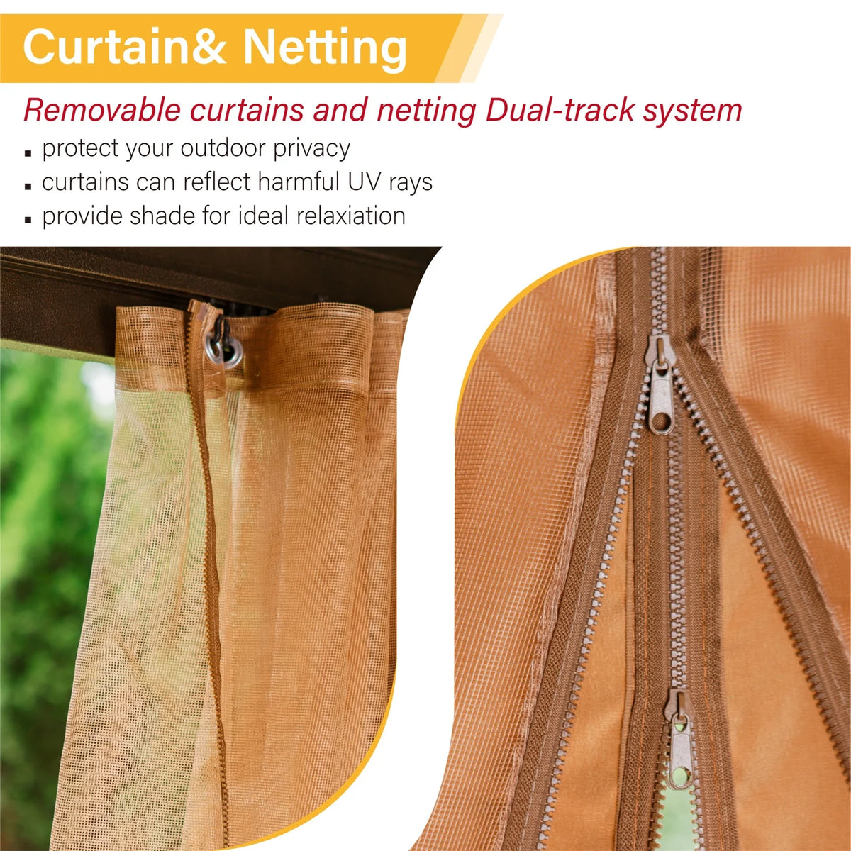 Brown Galvanized Steel Double Roof Patio Gazebo Y608