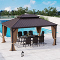 Brown Galvanized Steel Double Roof Patio Gazebo Y608