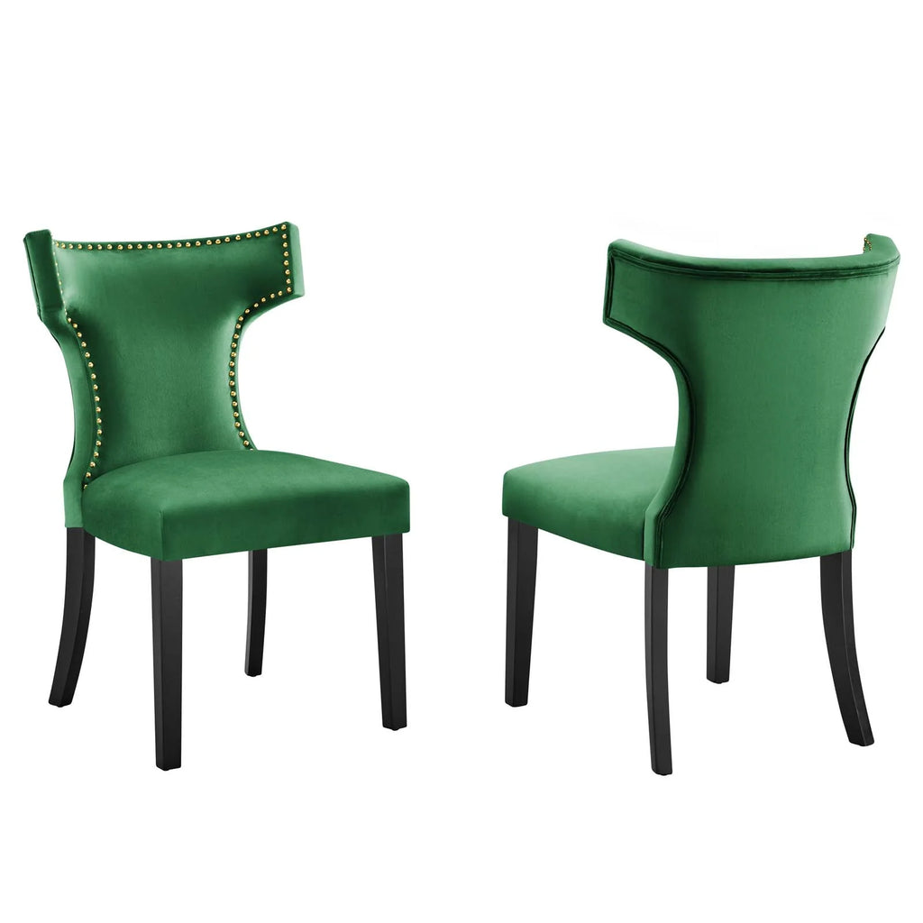 Velvet Dining Side Chairs Emerald Green Black Set of 2 L945879