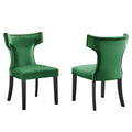 Velvet Dining Side Chairs Emerald Green Black Set of 2 L945879