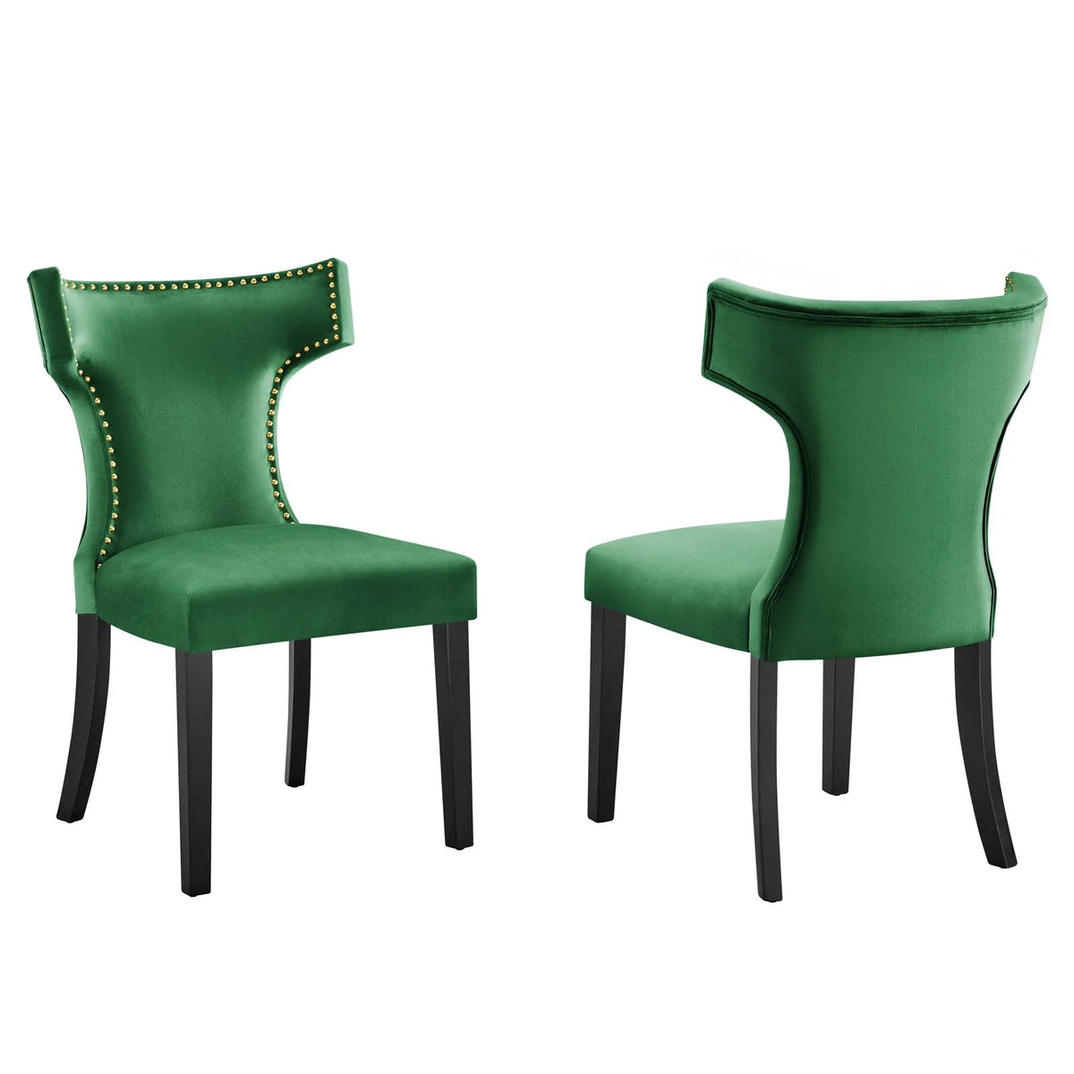 Velvet Dining Side Chairs Emerald Green Black Set of 2 L945879