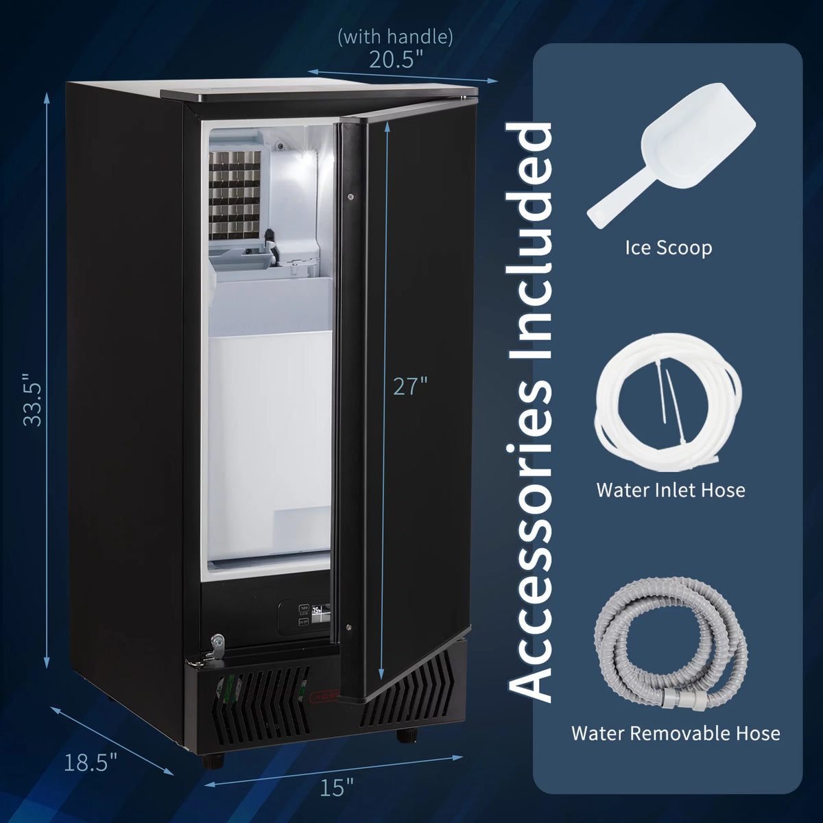 Commercial Ice Maker Machine 80lbs/24H Stainless Steel Black I200630