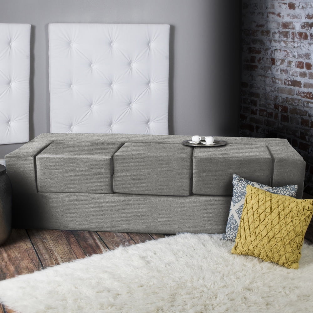 California King Convertible Sleeper Sofa and Ottomans Dove Grey Foam Polyester W254