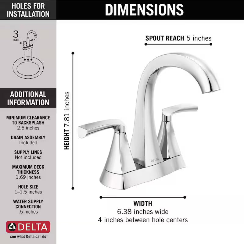 Centerset Double Handle Bathroom Faucet in Chrome R1868