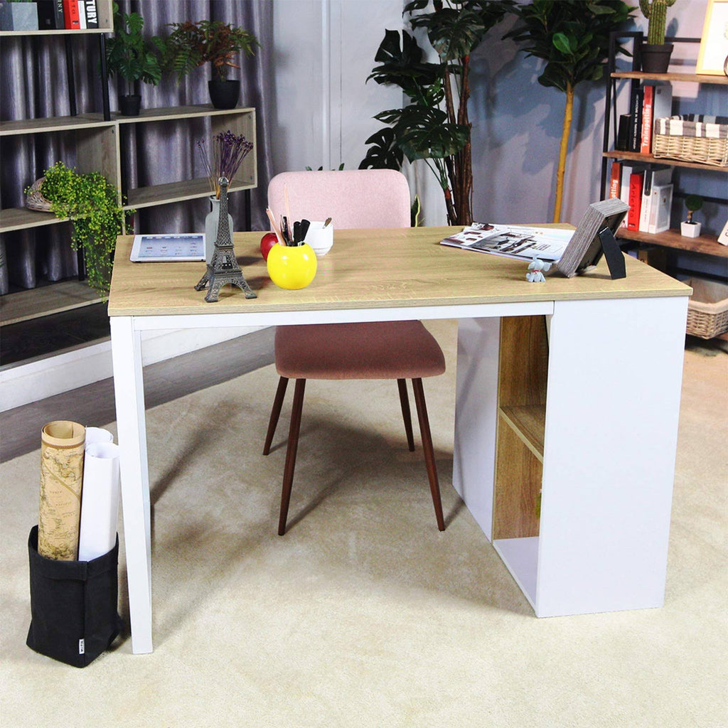 Wood Computer Desk with 5 Side Shelves L384