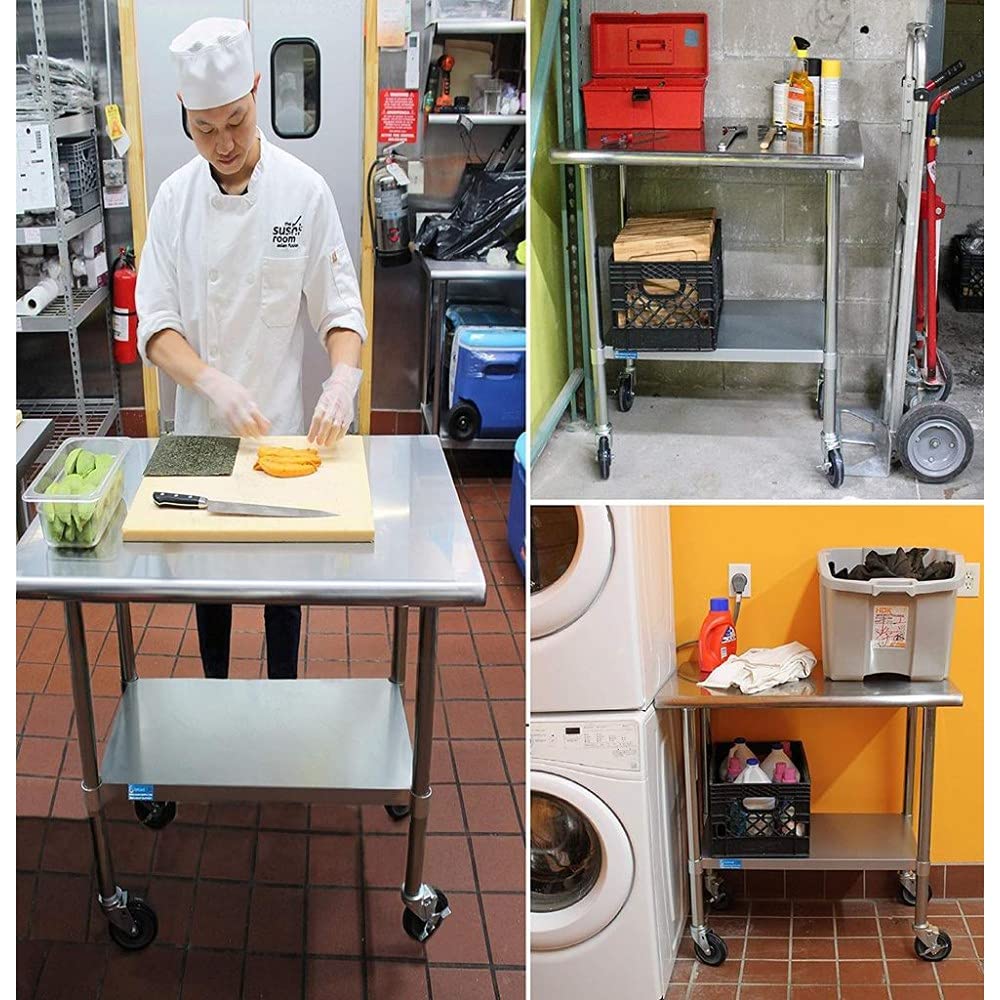 24 x 60 Stainless Steel Work Table with Casters R5483