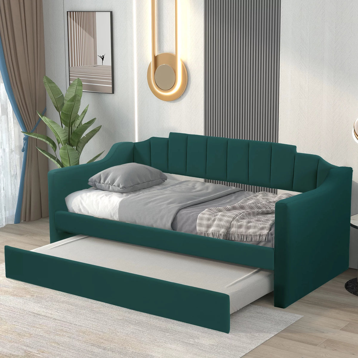 Upholstered Twin Daybed with Trundle G380
