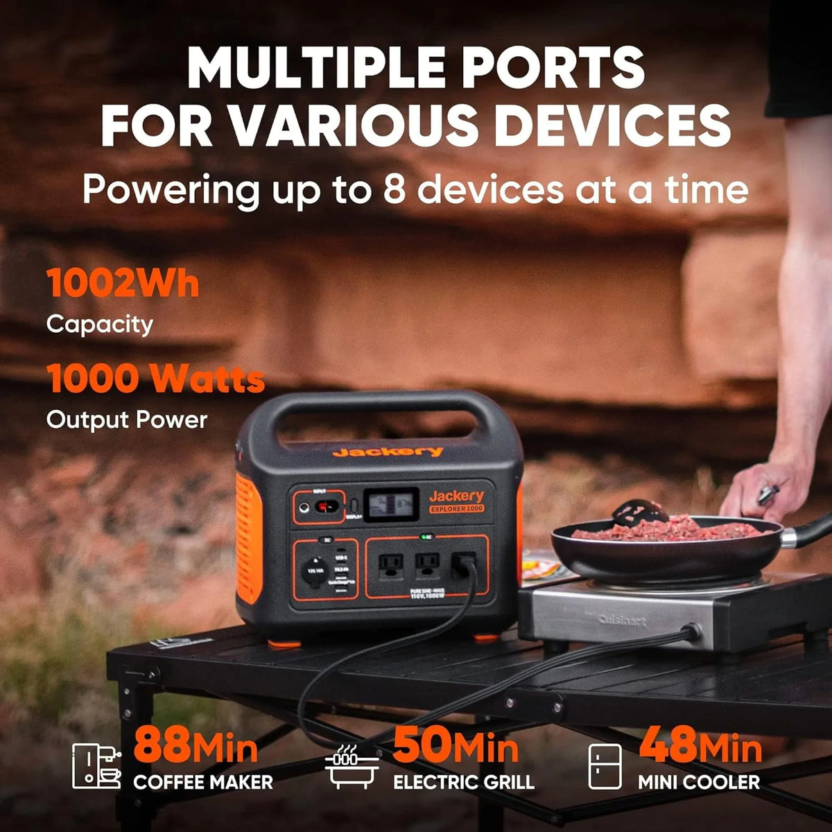 1002Wh Portable Power Station with 3x1000W AC Outlets X61429