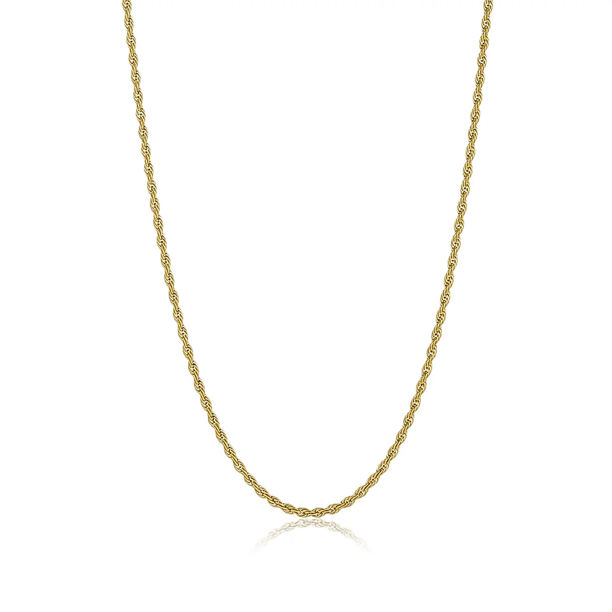 24k Yellow Gold Plated Stainless Steel Twisted Rope Chain Necklace 22 inches B490907