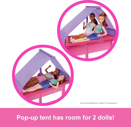 Dream Camper Playset with Roof Tent, Swing Chair, Fishing Pond, BBQ Grill & 60+ Accessories A7790