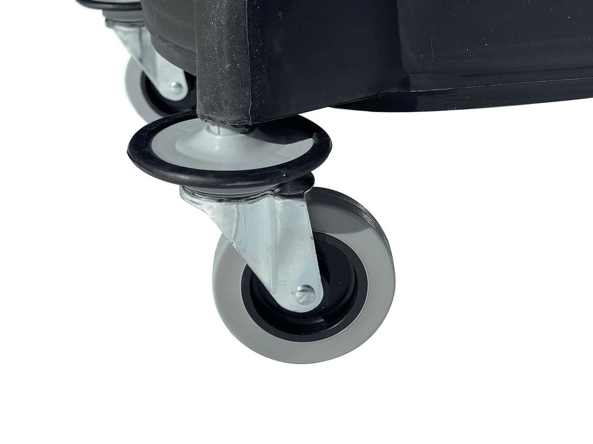 Commercial-Grade Mop Bucket with Separator & Dirty Water Pail, Metal Casters, Side-Press Wringer, Black K46963