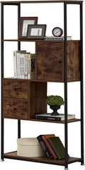 5 Tier Dark Brown Metal Frame Bookshelf A1925