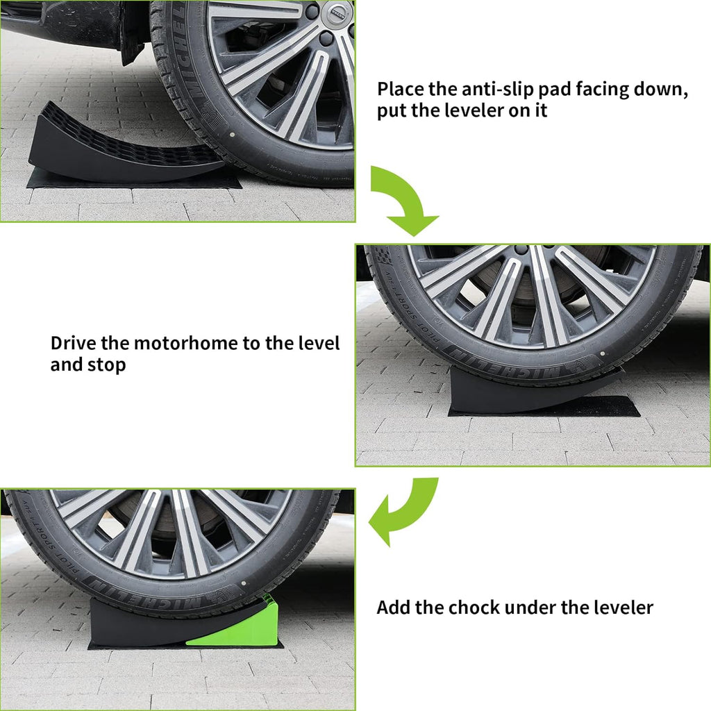 8-Piece Camper Leveling Blocks Kit with Chocks and Grip Mats V1374