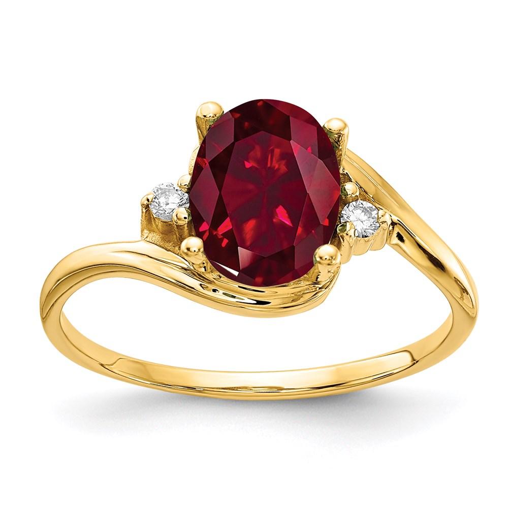 Oval Created Ruby and Diamond Ring T6459