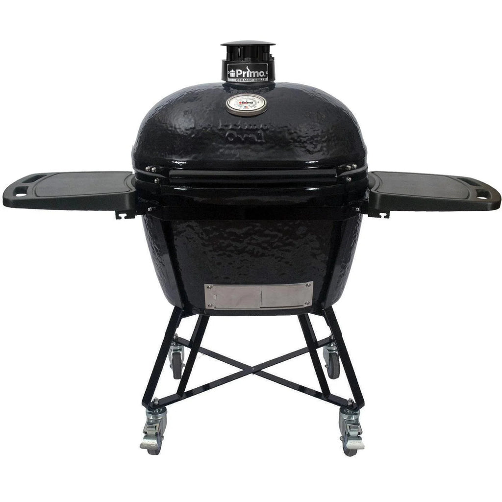 Ceramic Kamado Grill With Cradle, Side Shelves, And Stainless Steel Grates B883