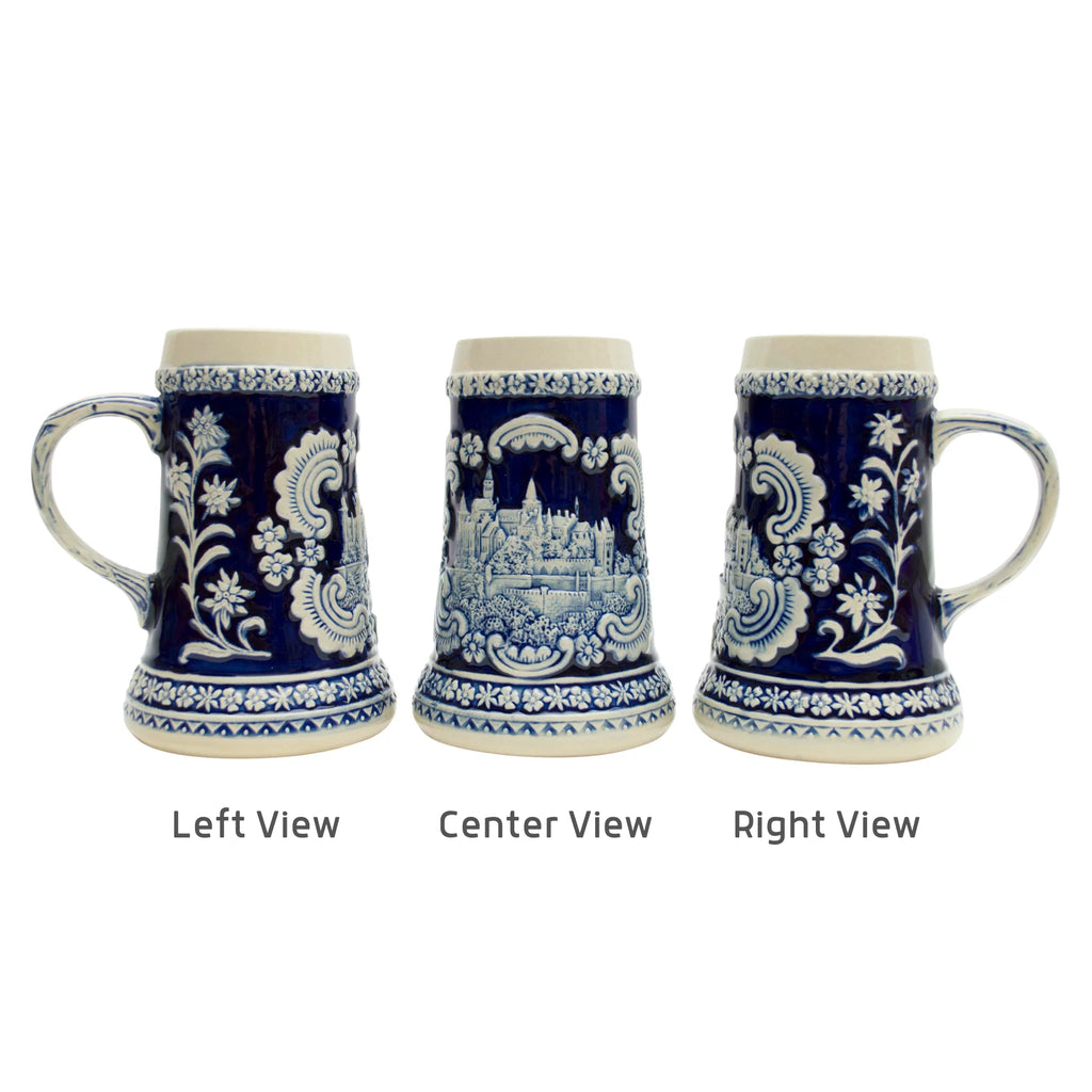 German Castle Engraved Ceramic Beer Stein 0.6 Liter X639