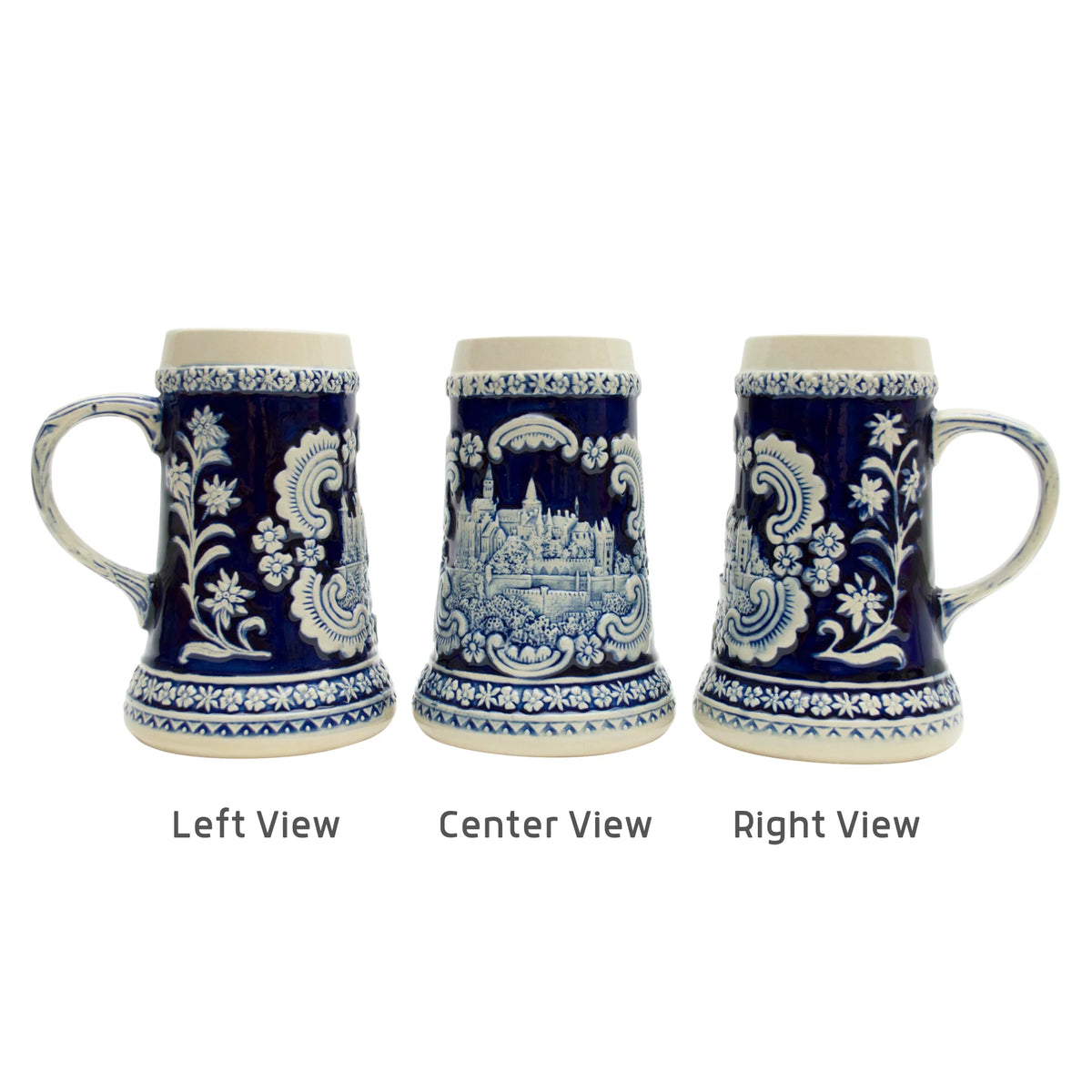 German Castle Engraved Ceramic Beer Stein 0.6 Liter X639