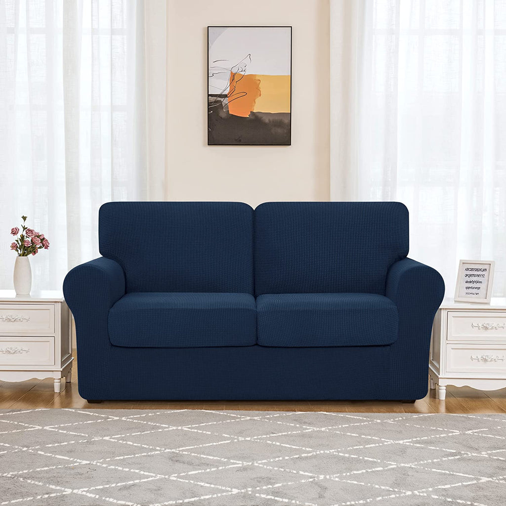Navy Stretch Sofa Slipcover Set 5 Pieces Z347725