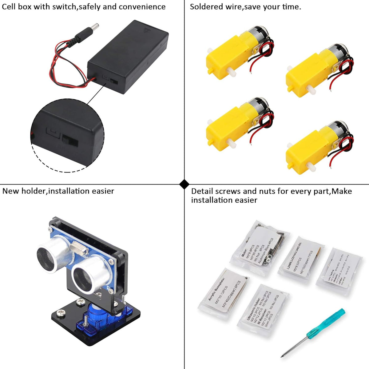 Smart Robot Car Kit with Ultrasonic Sensor and Bluetooth Module F353