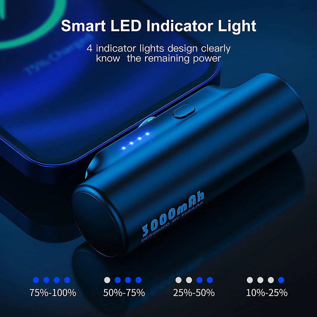 3 in 1 Magnetic 3000mAh Mini External Battery Pack Portable Charger with 3 Plugs (Black) E6297