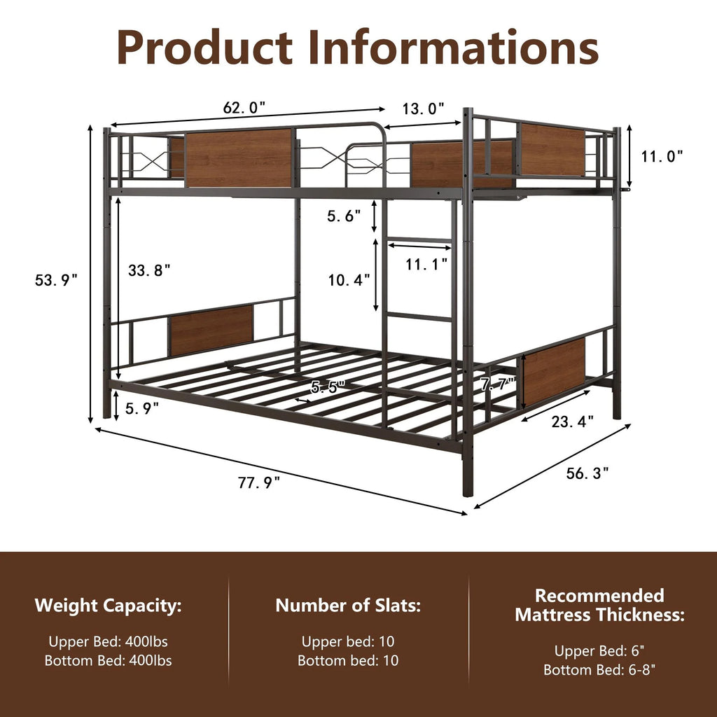 Full over Full Metal Bunk Beds Y1182