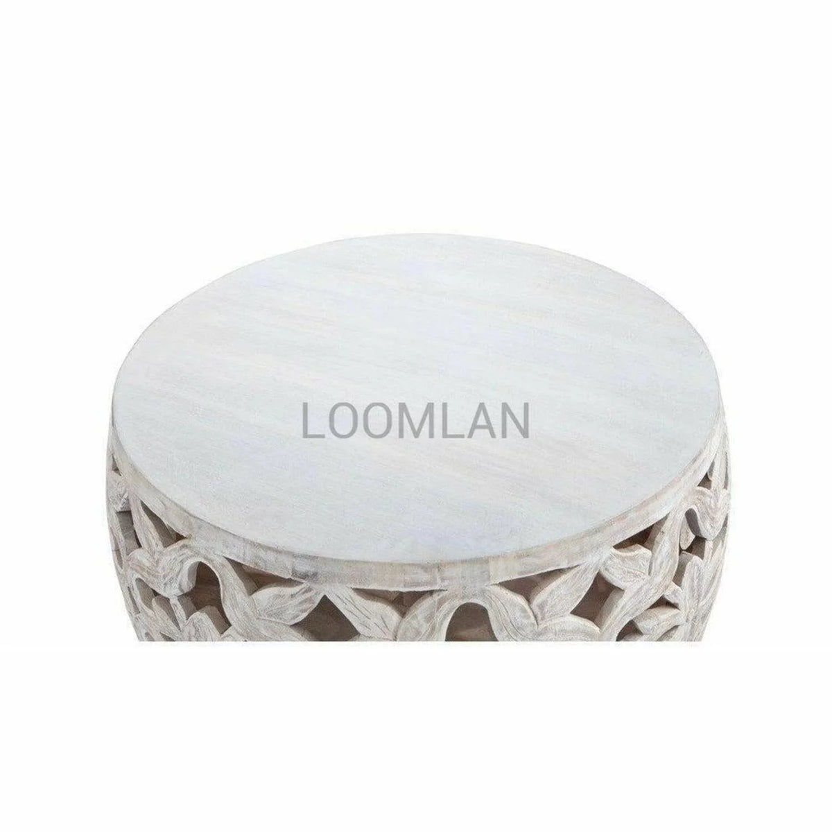 White Wash Drum Coffee Table Mango Wood Y141798
