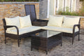 Brown Wicker Rattan Patio Sectional Sofa Set with Storage Box J57893