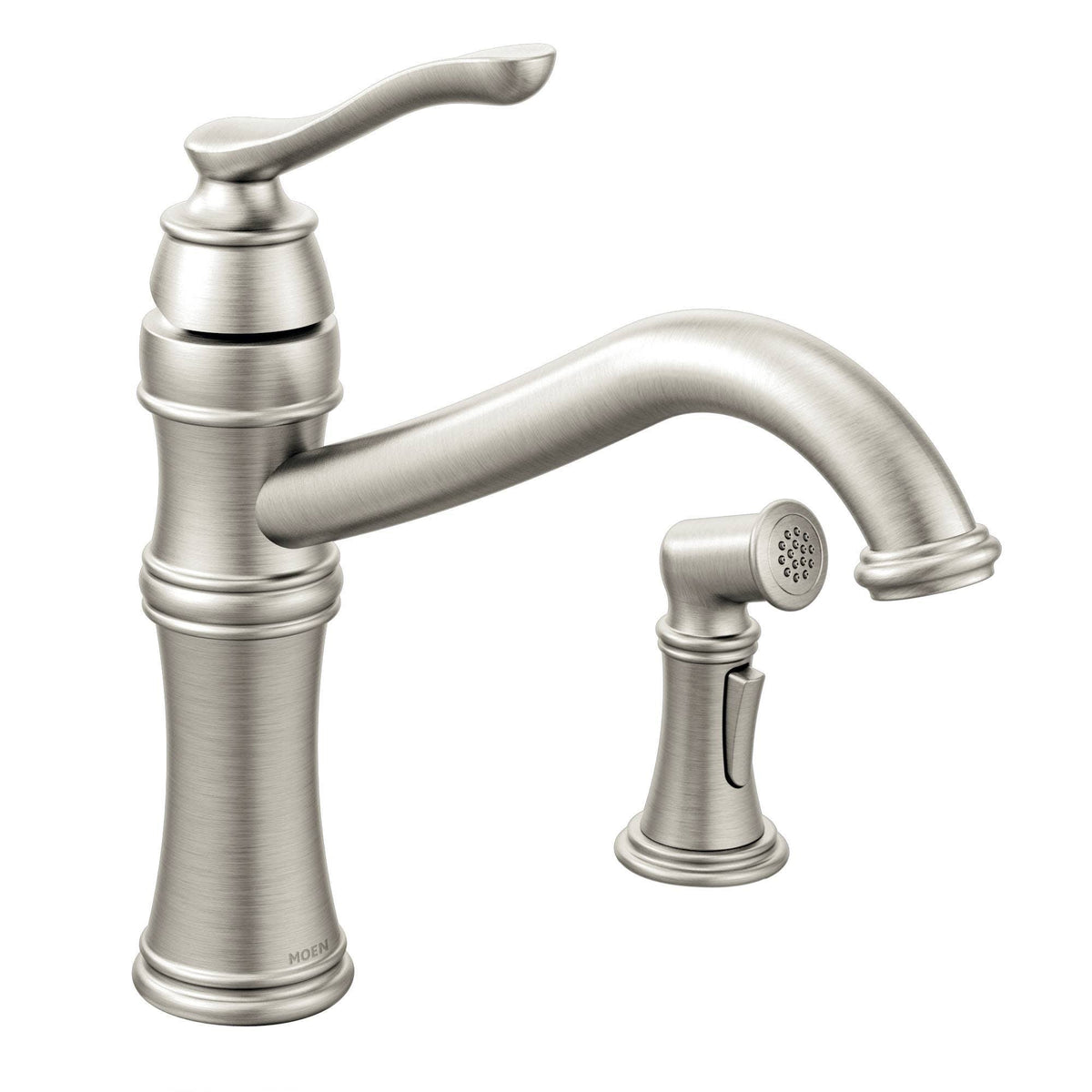 Matte Black High-Arc Single Handle Kitchen Faucet with Side W835