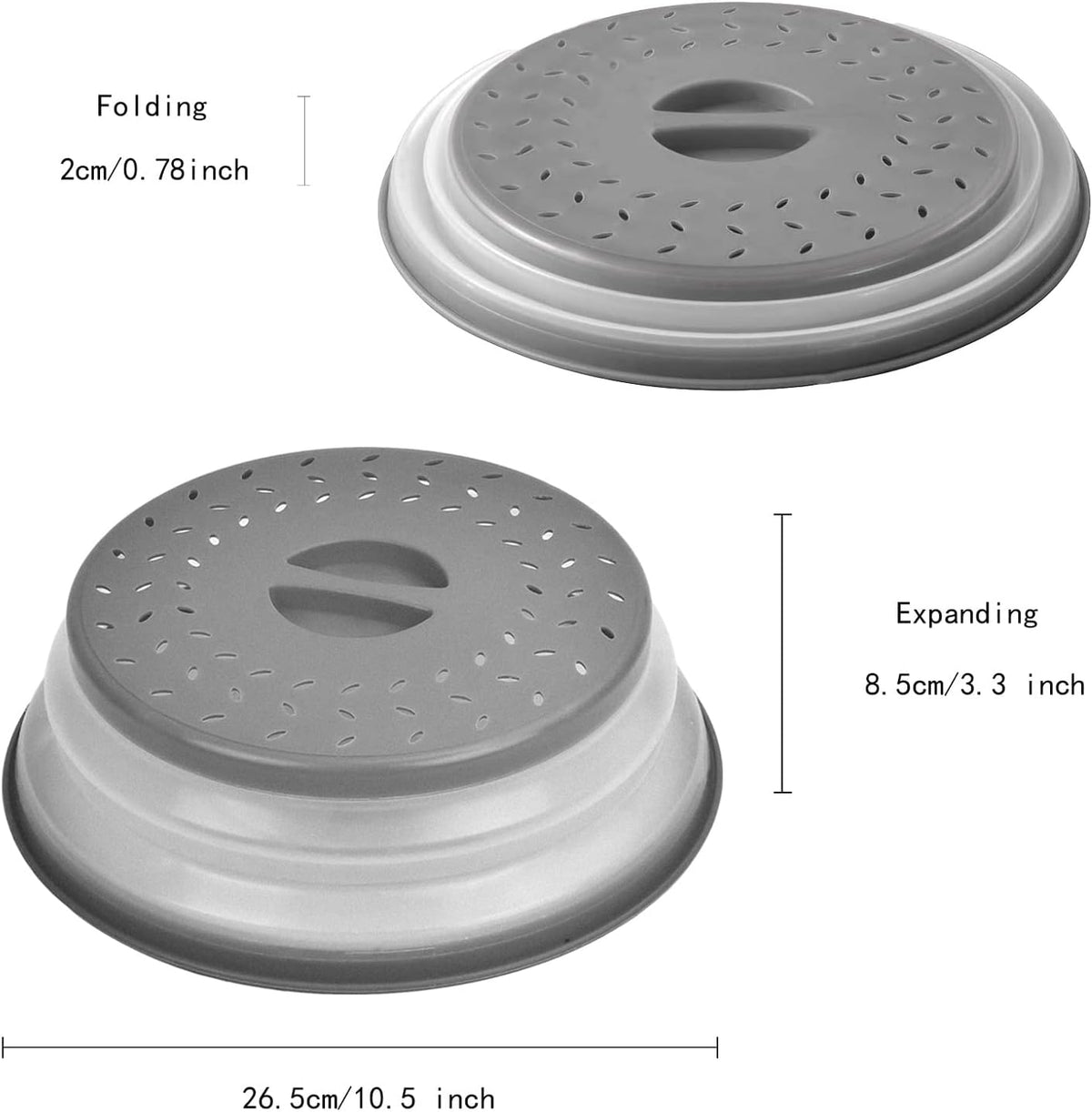 Gray 10.5 inch Vented Collapsible Microwave Plate Cover C21417