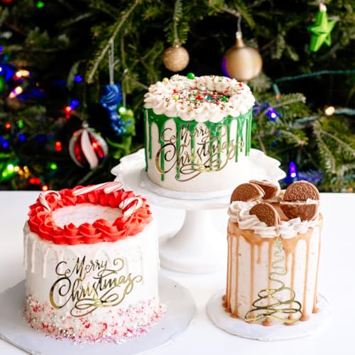 12 Pcs Acrylic Gold Mirror Christmas Cake Toppers J116