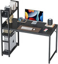 55 inch Black Computer Desk with Shelves M278
