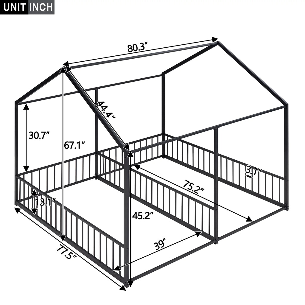 Black Twin Size Metal House Platform Beds Z709