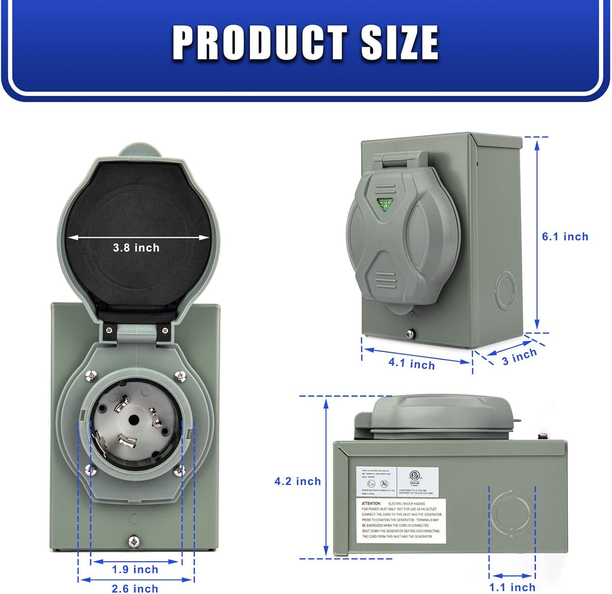 50 Amp Generator Power Inlet Box NEMA SS2-50P O4657