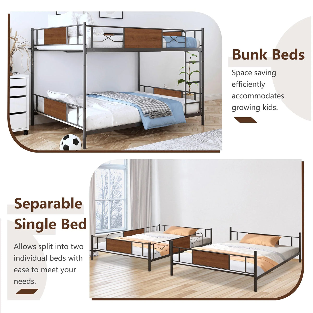 Full over Full Metal Bunk Beds Y1182