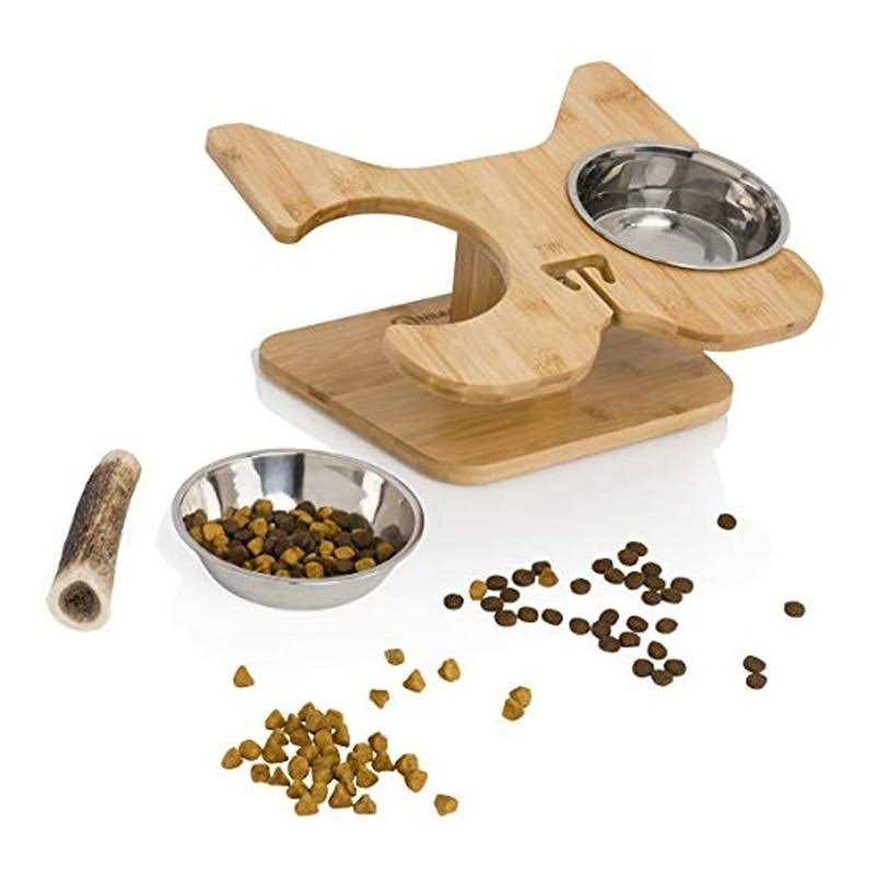 Elevated Dog Bowl Stand with Stainless-Steel Food and Water Bowls L681